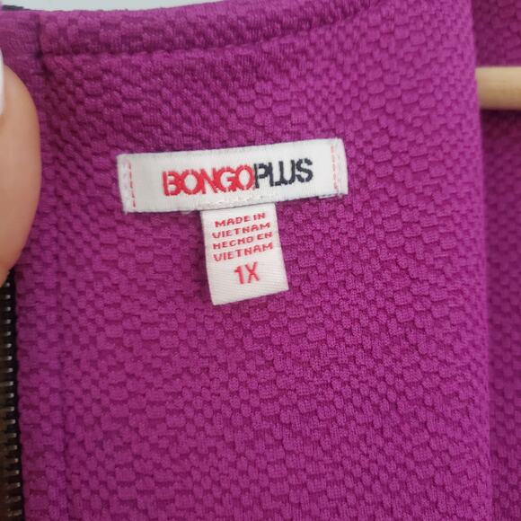 Bongo Plus Women's Sleeveless Purple Mini A-line Dress 1X - Picture 6 of 8